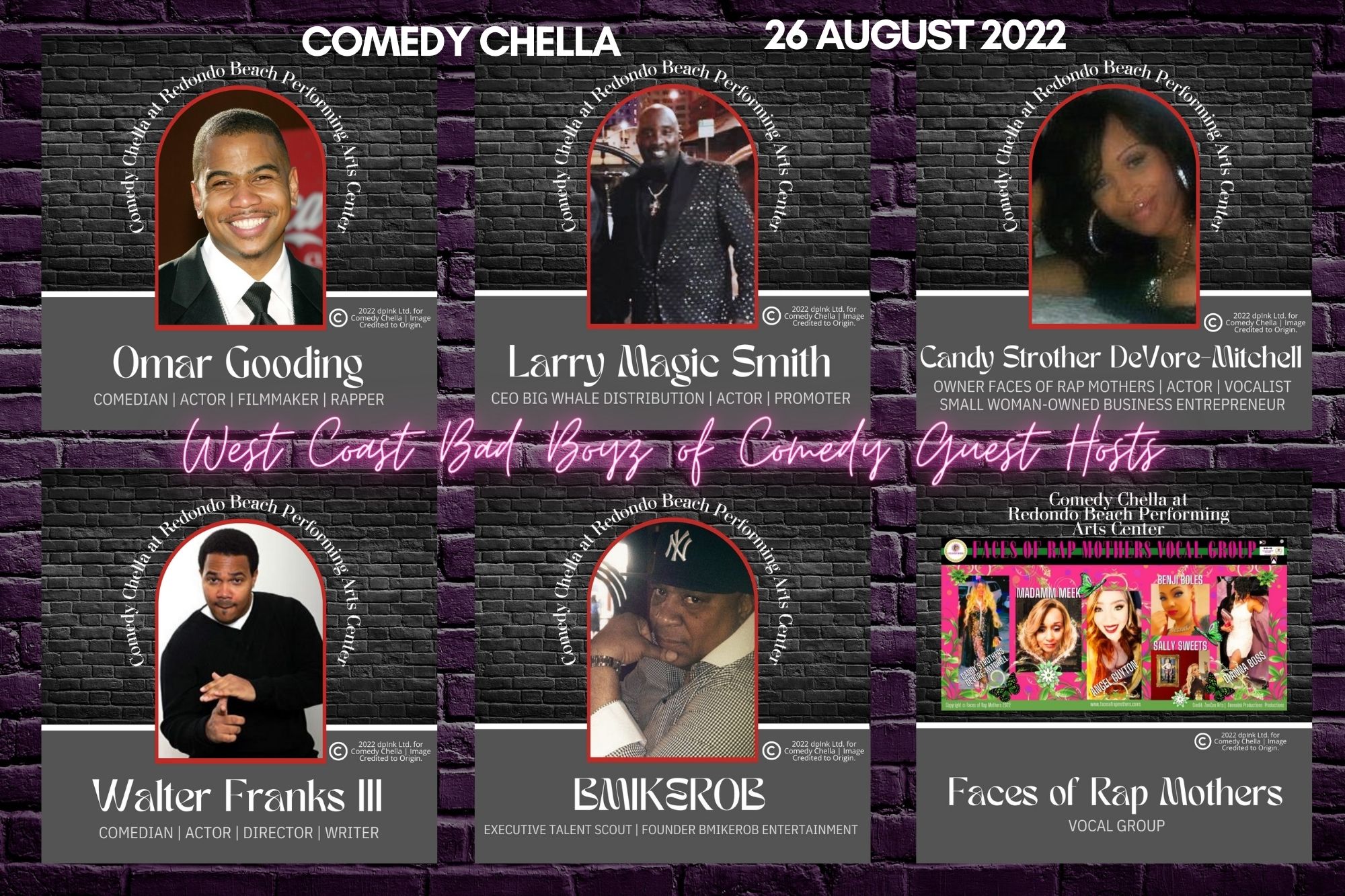 Comedy Chella 26 Aug 2022 Redondo Beach Sponsors  Entertainers
